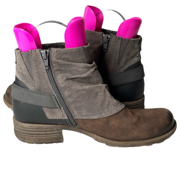 Earth Origins Paige Stone Bootie Size 10 Moto Buckle Block Heel - Picture 8 of 14